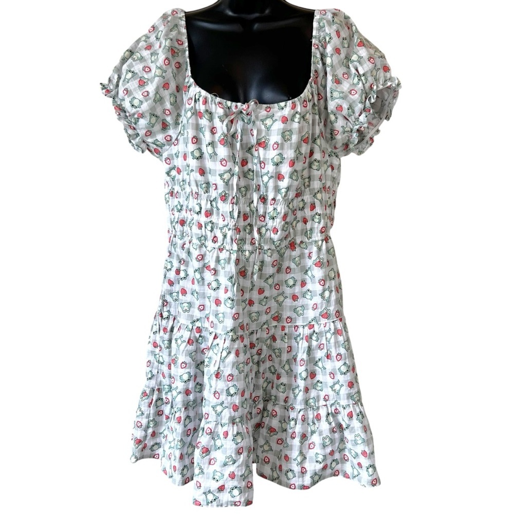 Hot Topic Strawberry Frog Tiered Gingham Babydoll Dress